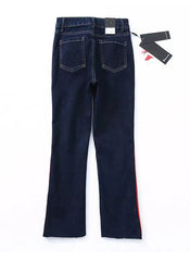 Gigi Crop Step Frayed Jeans with Side Stripes