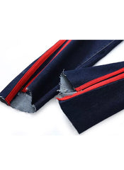 Gigi Crop Step Frayed Jeans with Side Stripes
