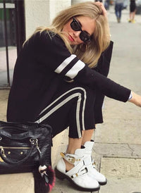 Chiara Ferragni Inspired Crop Step Frayed Jeans with Side Stripes