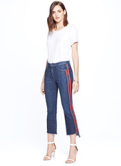 Gigi Crop Step Frayed Jeans with Side Stripes