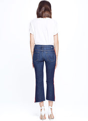 Gigi Crop Step Frayed Jeans with Side Stripes