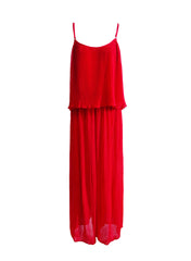 Strappy Pleated Ruffle Top Culottes Jumpsuit in Red