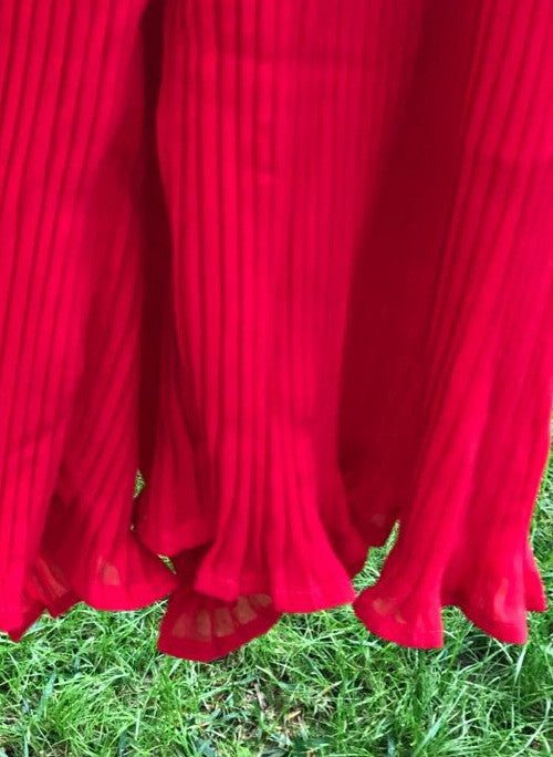 Strappy Pleated Ruffle Top Culottes Jumpsuit in Red