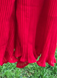 Strappy Pleated Ruffle Top Culottes Jumpsuit in Red