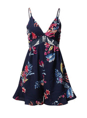Strappy Floral Print Tie Back Playsuit