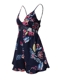 Strappy Floral Print Tie Back Playsuit