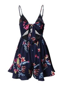 Strappy Floral Print Tie Back Playsuit