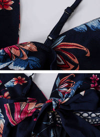 Strappy Floral Print Tie Back Playsuit