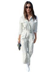 Emily Workwear Belted Jumpsuit - Off White
