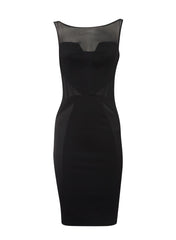 Mesh Insert Sleeveless Little Black Dress