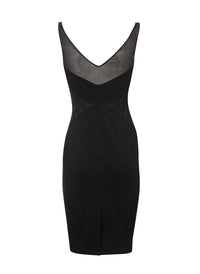 Mesh Insert Sleeveless Little Black Dress