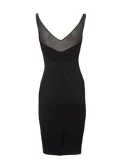 Mesh Insert Sleeveless Little Black Dress