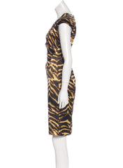 Square Neck Tiger Print Knee-Length Dress