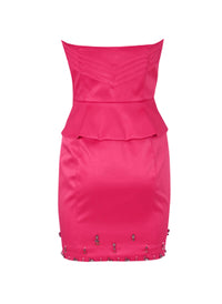 Embellished Bustier Cocktail Night Out Dress in Hot Pink
