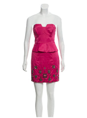 Embellished Bustier Cocktail Night Out Dress in Hot Pink