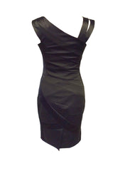 Two-tone Asymmetric Neckline Little Black Dress