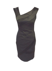 Two-tone Asymmetric Neckline Little Black Dress