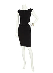 Folded Waist Off-The-Shoulder Little Black Dress