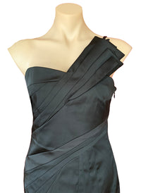 One Shoulder Little Black Dress With Pleated Details