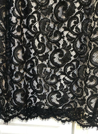 French Floral Lace Little Black Dress with Ruffles
