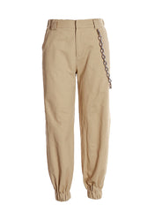Emily High Waisted Relaxed-fit Chain Pants in Tan