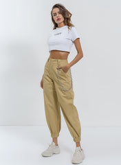 Emily High Waisted Relaxed-fit Chain Pants in Tan