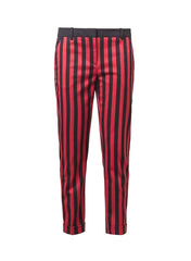 Kaia Chic Knit Black Top & Vertical Striped Cigarette Pants