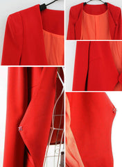 Blake Lively Style V-neck Crop Jacket in Red