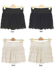 Scalloped Hem Crochet Lace Hot Pants