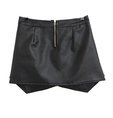 Olivia Faux Leather Crisscross Angled Mini Skirt