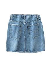 Kendall High Waist Frayed A-line Denim Skirt