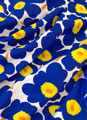 Elastic High Waist Geometric Floral Print A-line Midi Cotton Skirt