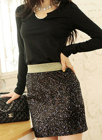 Sequinned Bodycon Fitted Party Mini Skirt