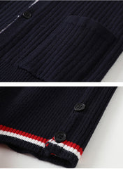 Long Sleeve Button Front Colour-block Sporty Cardigan