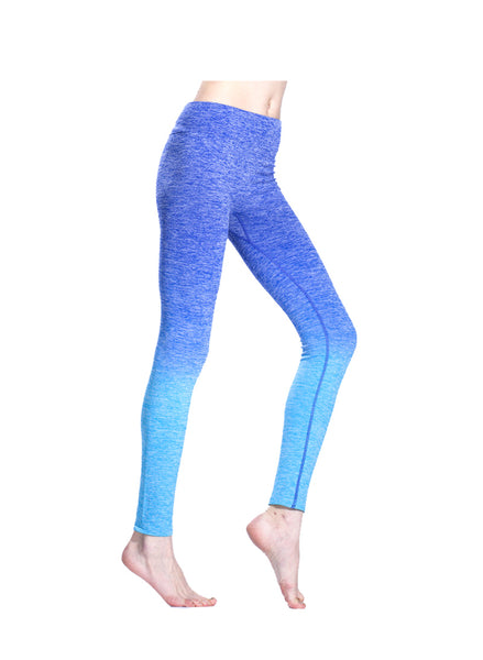 Ombré Seamless Compression Yoga Leggings in Blue