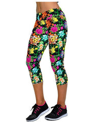 3/4 Floral Print Yoga Leggings