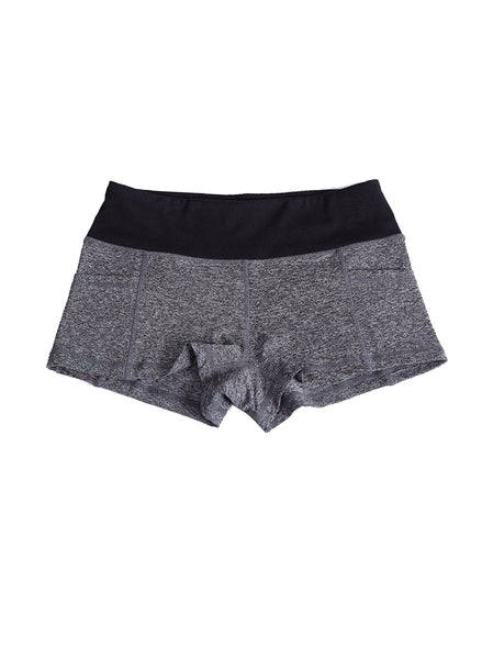 Tight Fitness Bomb Shorts with Contrast Waistband & Pouch