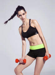 Tight Fitness Bomb Shorts with Contrast Waistband & Pouch
