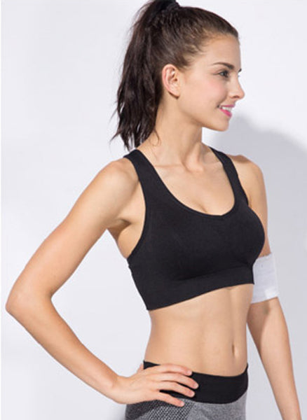 Racer Back Seamless Sports Bra in Black