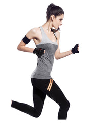 Seamless Workout Training Tee with T-back in Gray