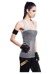 Seamless Workout Training Tee with T-back in Gray