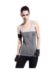 Seamless Workout Training Tee with T-back in Gray