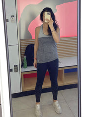 Seamless Workout Training Tee with T-back in Gray