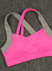 Two-tone Criss Cross Sports Bra in PInk