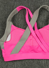Two-tone Criss Cross Sports Bra in PInk