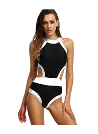 Cut-out High Neck Monokini in Black
