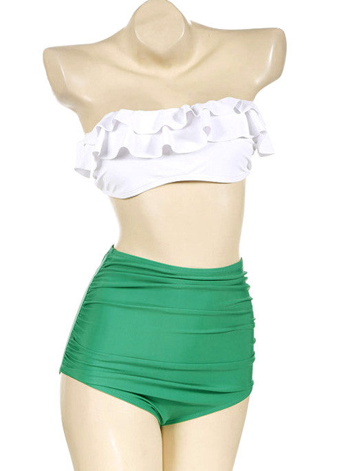 Retro Ruffle High Waisted Bikini Set