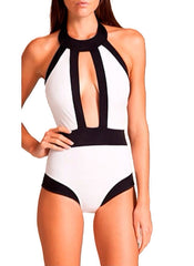 Cut-out High Neck Monokini in White