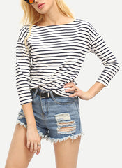 Alexa Loose Fit Striped T-shirt in Black/White