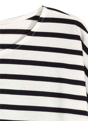 Alexa Loose Fit Bat-wing Striped T-shirt in Black/White